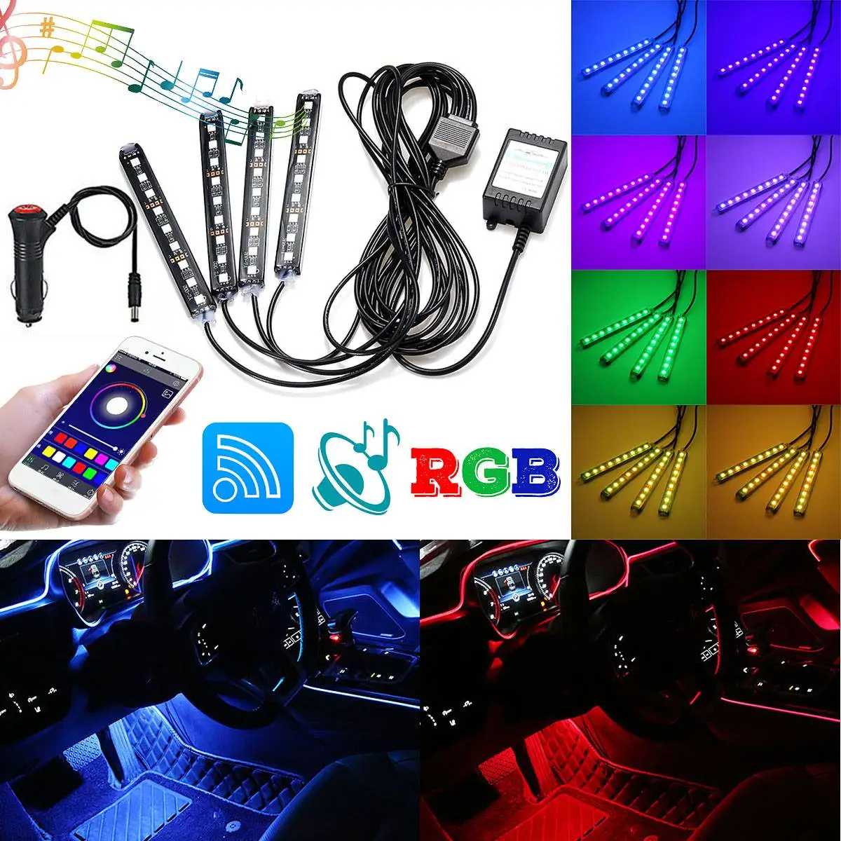 Светодиодная лента RGB для салона автомобиля, Декоративный Напольный Светильник для приборной панели, с управлением через приложение и USB, 4 ш...
Светодиодная лента RGB для салона автомобиля, Декоративный Напольный Светильник для приборной панели, с управлением через приложение и USB, 4 ш...