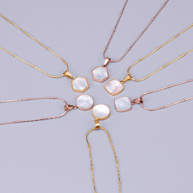 GHIDBK Stainless Steel Geometrical Natural Shell Coin Pendant Necklaces Dainty Square Charm Chokers Minimalist Collars Necklace
GHIDBK Stainless Steel Geometrical Natural Shell Coin Pendant Necklaces Dainty Square Charm Chokers Minimalist Collars Necklace