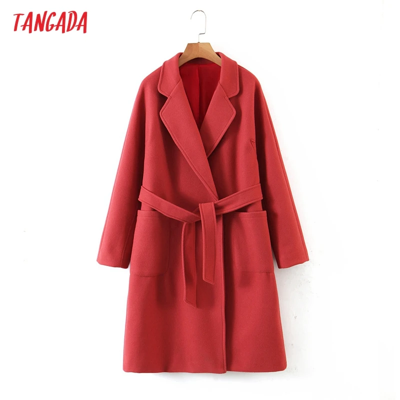 Tangada Women 2021 Winter Thick Red Woolen Coats With Slash Long Sleeves Pocket Ladies Elegant OverCoat 2Z15
Tangada Women 2021 Winter Thick Red Woolen Coats With Slash Long Sleeves Pocket Ladies Elegant OverCoat 2Z15