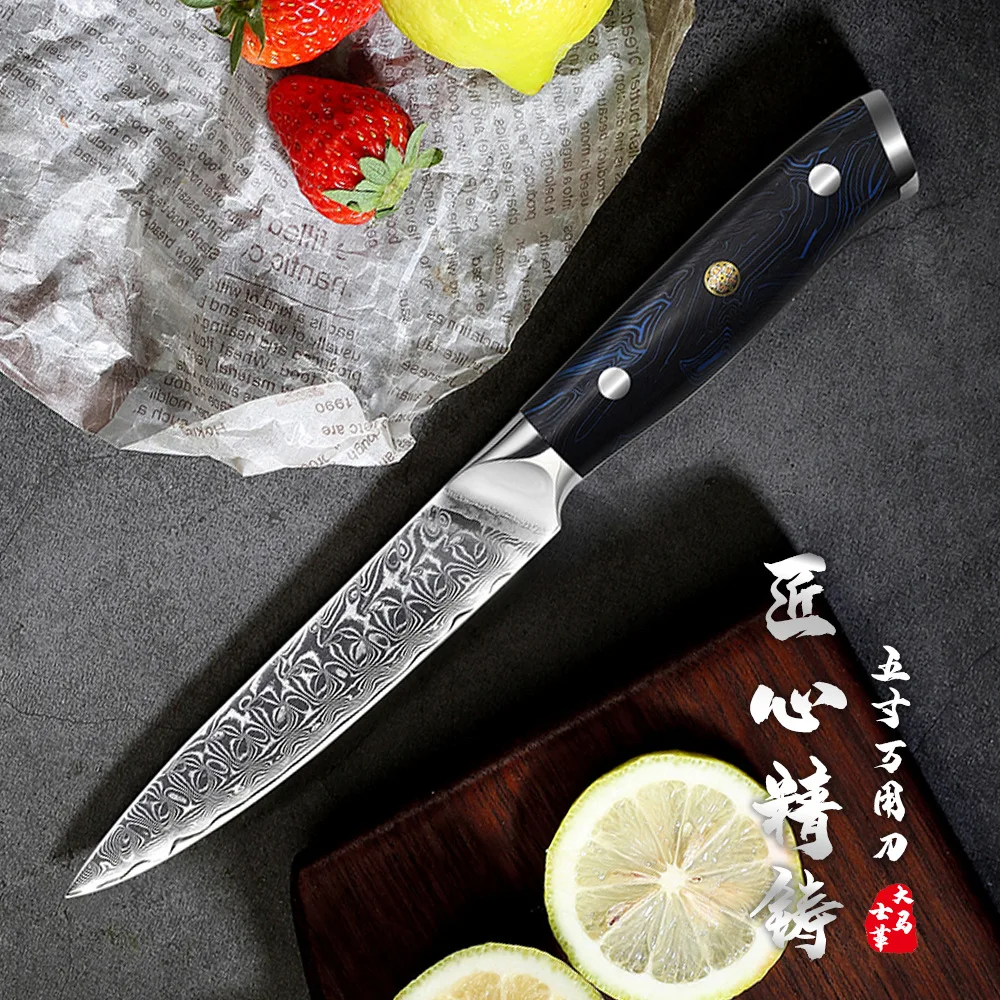 5 Inch UtilityParing Knife Damascus Steel VG10 Kitchen Knives Sharp Blade Professional Paring Peeling Fruit Knife
5 Inch UtilityParing Knife Damascus Steel VG10 Kitchen Knives Sharp Blade Professional Paring Peeling Fruit Knife
