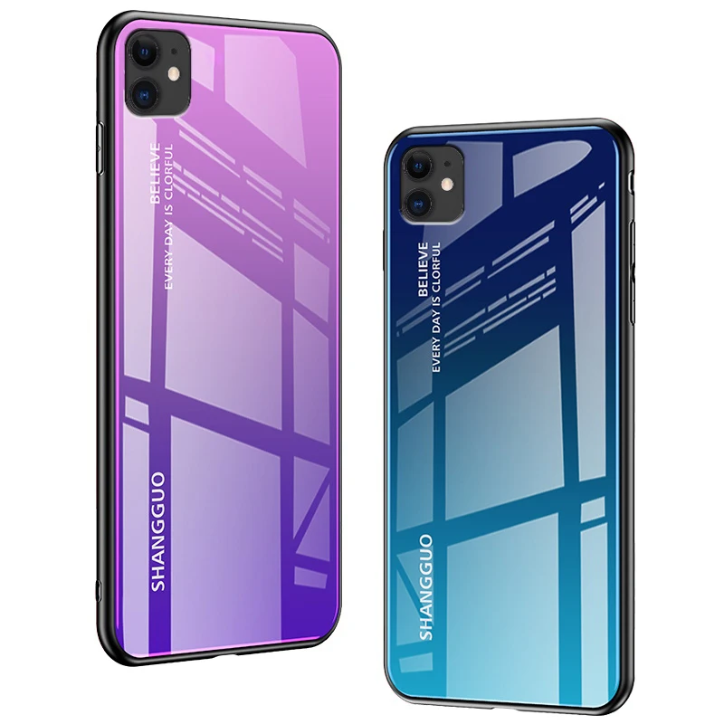 Чехол с градиентом из закаленного стекла Для iphone xs max xr яблоко 6s 7 8 plus 11 pro