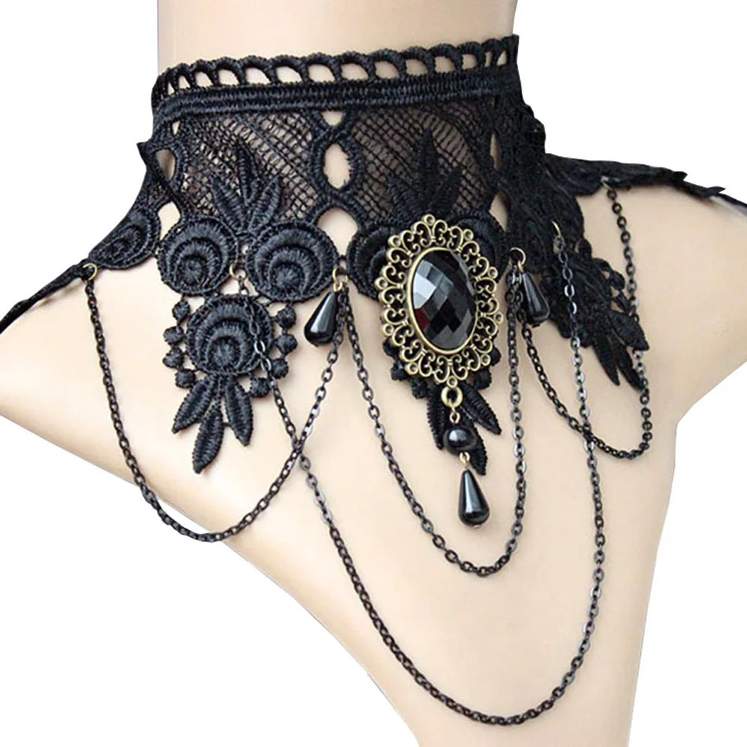 Halloween Sexy Gothic Chokers Crystal Black Lace Neck Collares Choker Necklace Vintage Victorian Steampunk Jewelry
Halloween Sexy Gothic Chokers Crystal Black Lace Neck Collares Choker Necklace Vintage Victorian Steampunk Jewelry