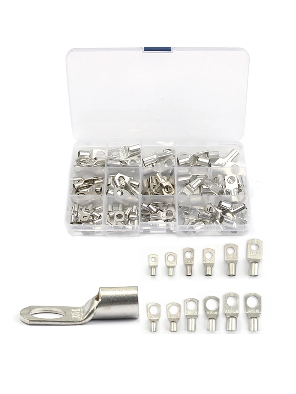 100x Wire Lugs Battery Cable Terminal Tinned Copper Tube Terminal SC Ring Connectors Wire Connector Assortment with Storage Case
100x Wire Lugs Battery Cable Terminal Tinned Copper Tube Terminal SC Ring Connectors Wire Connector Assortment with Storage Case