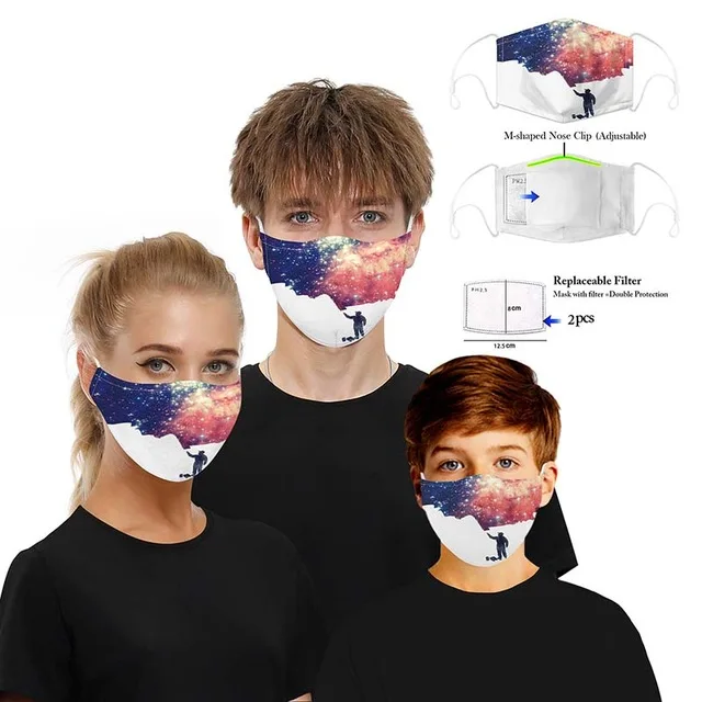 3D Printed 5 layers filter Protective Mask for adult children Dustproof masque Animal Starry sky printed Filter mascarillas | Аксессуары