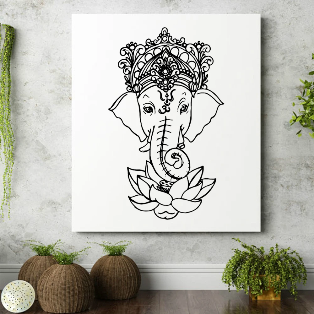 3D Наклейка на стену с изображением слона Будды мандалы лотоса цветка домашний