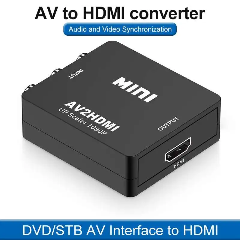 AV/RCA CVBS to HDMI Adapter 1080P Video Converter MINI AV2HDMI Adapter Converter Box For HDTV Projector Set top box DVD
AV/RCA CVBS to HDMI Adapter 1080P Video Converter MINI AV2HDMI Adapter Converter Box For HDTV Projector Set top box DVD