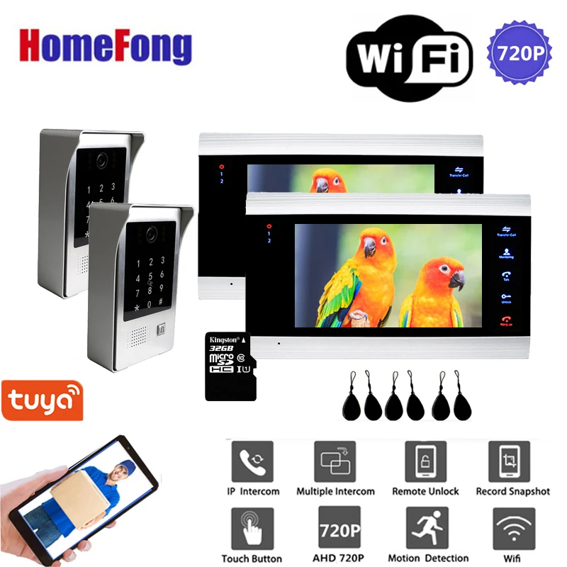 

Homefong 7 Inch WiFi Smart Wired Video Door Phone Intercom Home Entry System Doorbell Motion Record Password RFID Card Rainproof