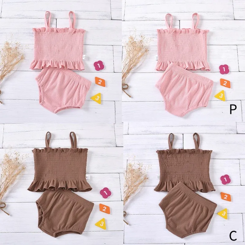 New Kids Girls Clothing Sets Summer Baby Girls Sleeveless Sling Ruffle Vest Tops +Shorts 2Pcs Children Cotton Clothes Suits
New Kids Girls Clothing Sets Summer Baby Girls Sleeveless Sling Ruffle Vest Tops +Shorts 2Pcs Children Cotton Clothes Suits