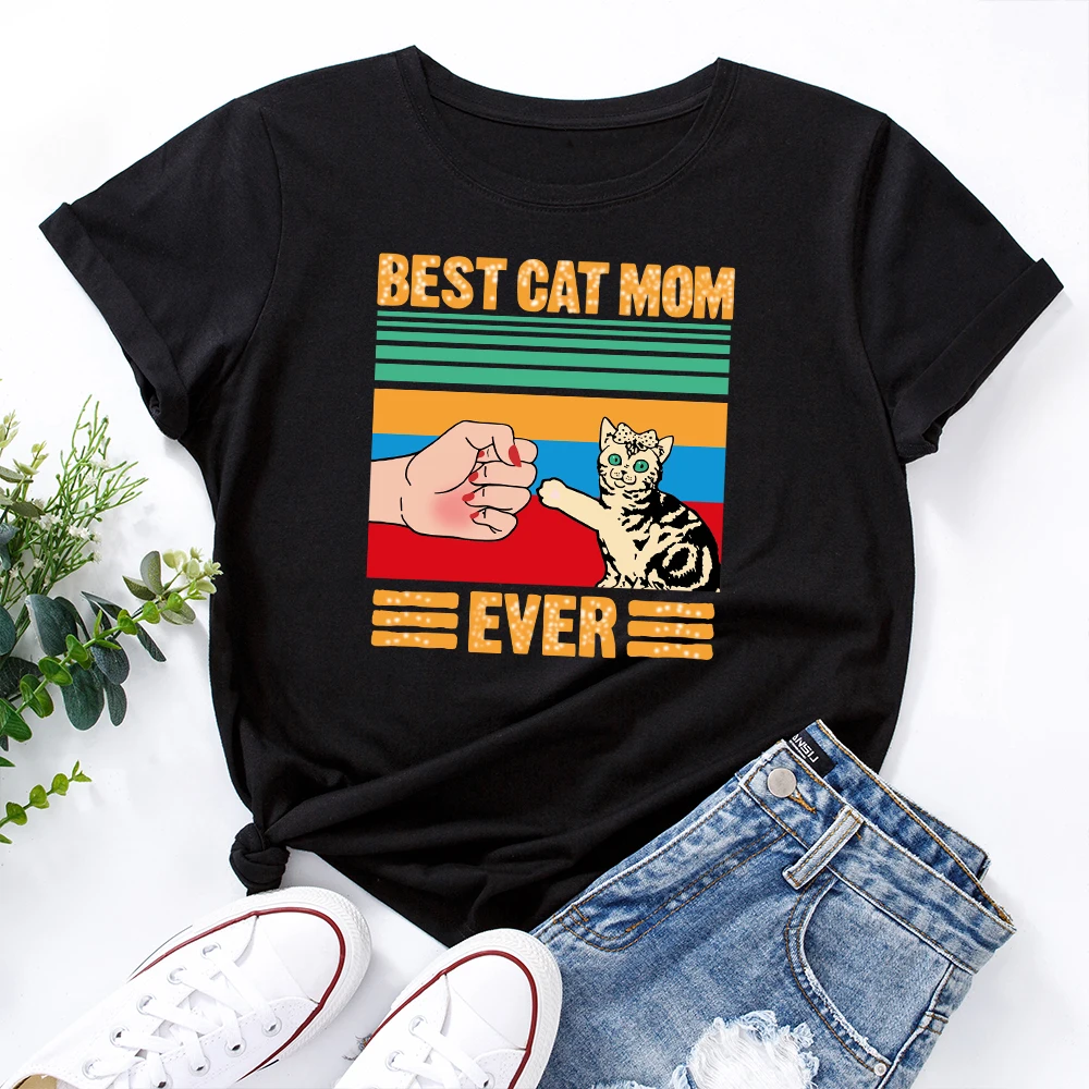 Best Cat Mom Ever Women's Graphic Tees Crew Neck Short Sleeve Loose T Shirt Cotton Tops Female Summer Casual Clothes
Best Cat Mom Ever Women's Graphic Tees Crew Neck Short Sleeve Loose T Shirt Cotton Tops Female Summer Casual Clothes