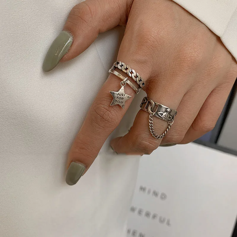 YAOLOGE 925 Sterling Silver Opening Rings Vintage Creative Pentagram Pendant Thai Silver Handmade Jewelry Party Accessories Gift 
YAOLOGE 925 Sterling Silver Opening Rings Vintage Creative Pentagram Pendant Thai Silver Handmade Jewelry Party Accessories Gift