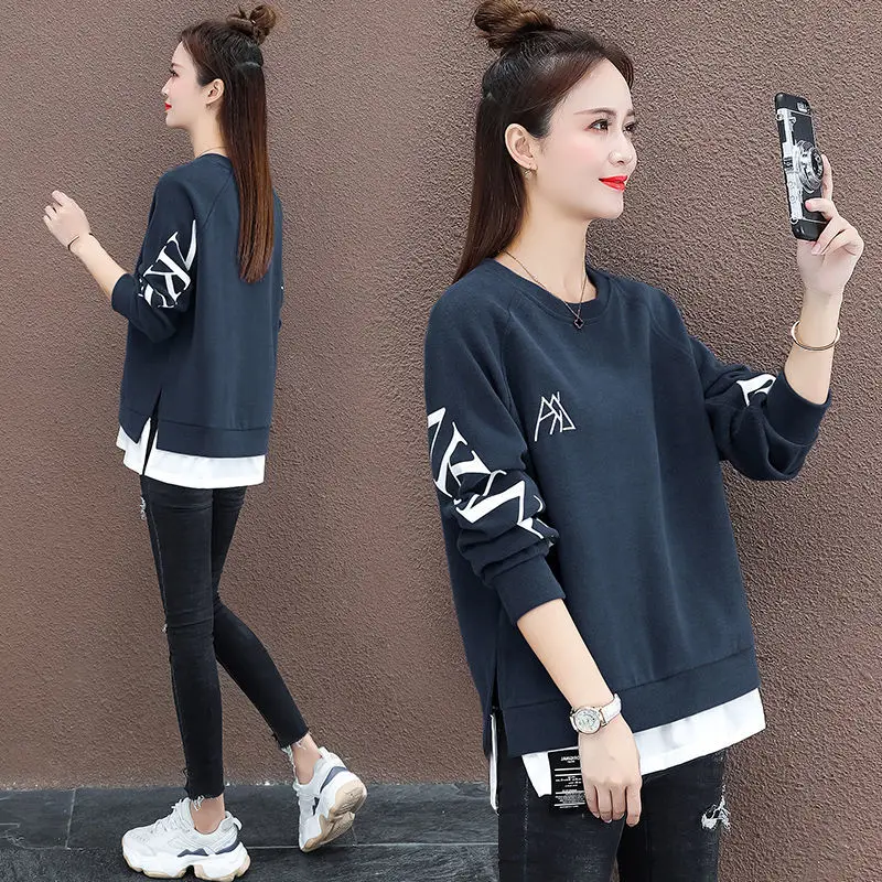 2021 spring and autumn round neck casual loose two pieces of women's Fashion Top
2021 spring and autumn round neck casual loose two pieces of women's Fashion Top