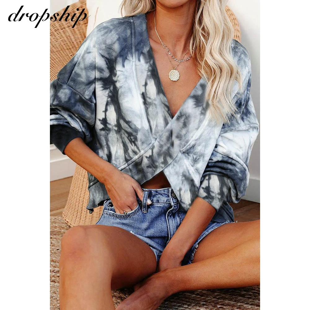 Fashion Tie Dye T-shirt For Women Tops Long Sleeve Deep V Neck Stitching Tees Streetwear Ladies Tshirt Casual Outfit Autumn 2020
Fashion Tie Dye T-shirt For Women Tops Long Sleeve Deep V Neck Stitching Tees Streetwear Ladies Tshirt Casual Outfit Autumn 2020