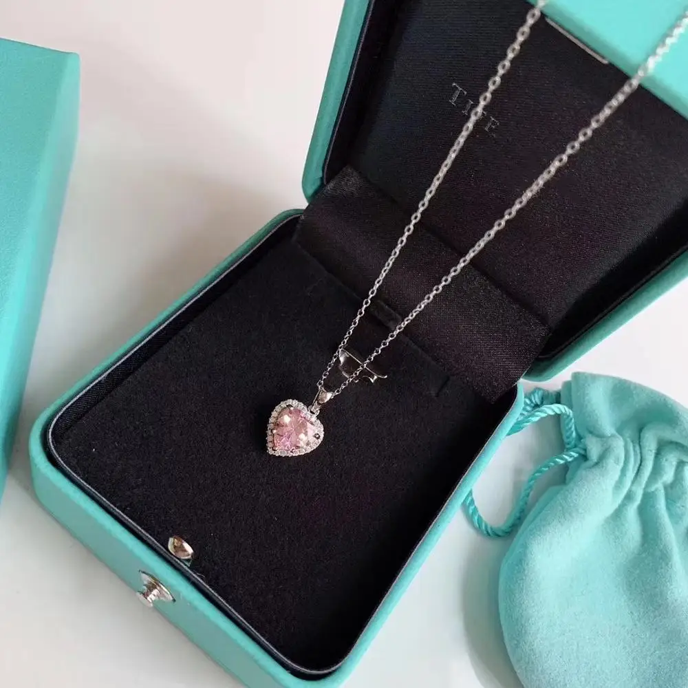 TSHOU304 new pink heart necklace s925 silver necklace pendant pink zircon necklace gift
TSHOU304 new pink heart necklace s925 silver necklace pendant pink zircon necklace gift