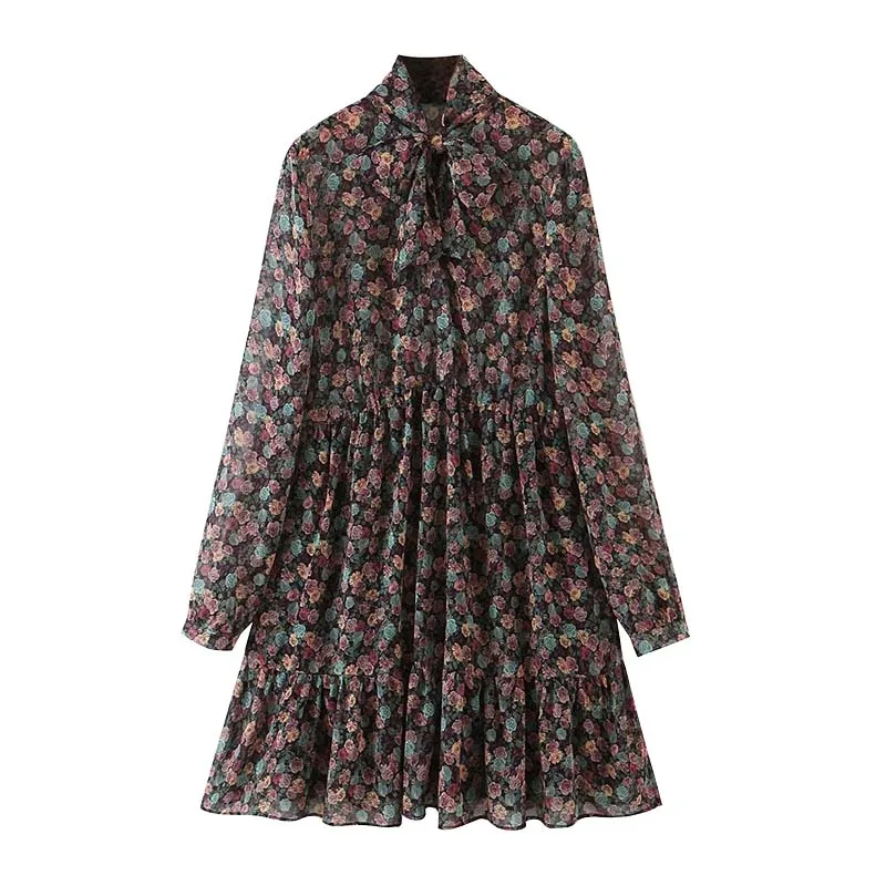 Women Floral Print Chiffon Dress Summer Boho Bow Folds Ruffle Long Sleeve Elegant Beach Party Streetwear Casual Female Dresses
Women Floral Print Chiffon Dress Summer Boho Bow Folds Ruffle Long Sleeve Elegant Beach Party Streetwear Casual Female Dresses