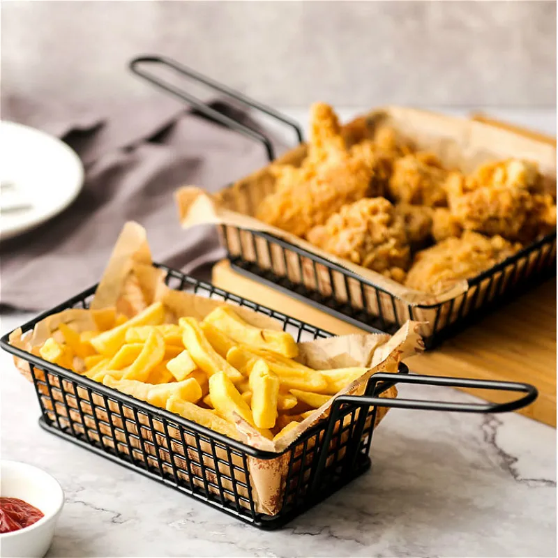 Stainless Steel Snack Plate Fried Food Bread Hamburger Basket French Fries Fast Food Box Frying Net Square Block Storage Boxes
Stainless Steel Snack Plate Fried Food Bread Hamburger Basket French Fries Fast Food Box Frying Net Square Block Storage Boxes