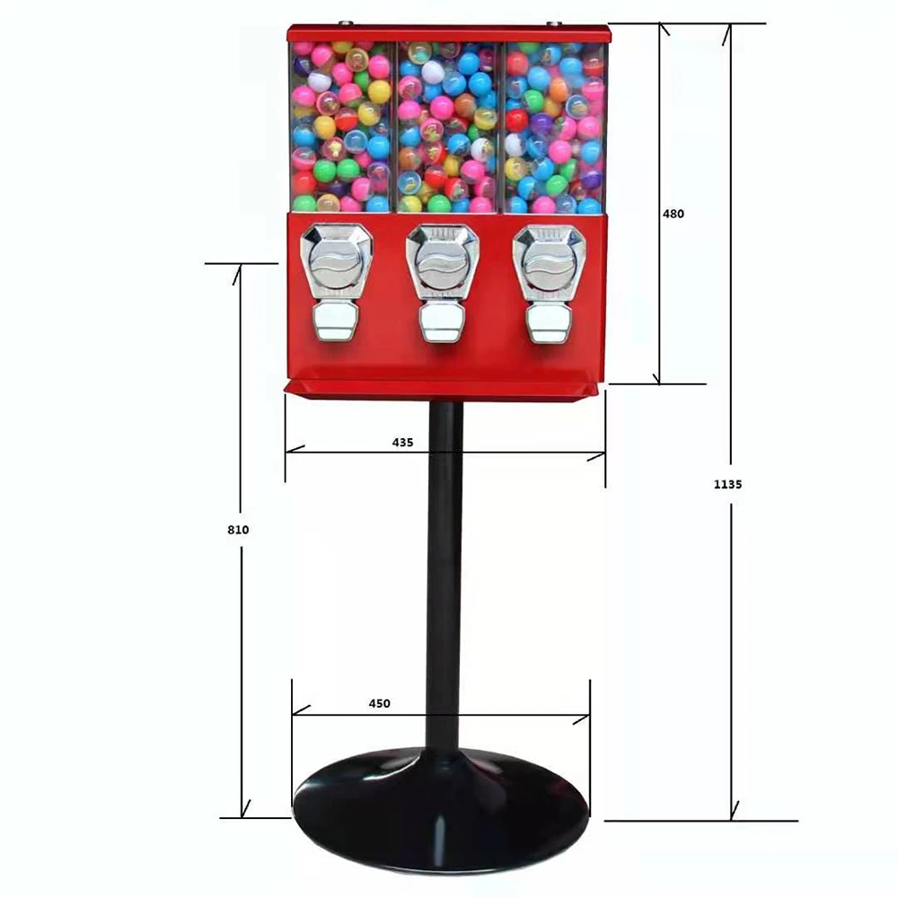 

Торговый автомат с тройным контейнером для капсул игрушечной жвачки конфет надувных шаров