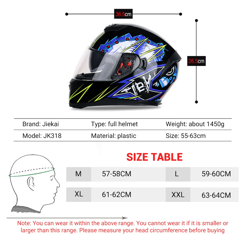 JIEKAI Motorcycle Helmet Full Face Motocross Helmet Capacete da Motocicleta Cascos Moto Casque Doublel lens Racing Riding Helmet
JIEKAI Motorcycle Helmet Full Face Motocross Helmet Capacete da Motocicleta Cascos Moto Casque Doublel lens Racing Riding Helmet