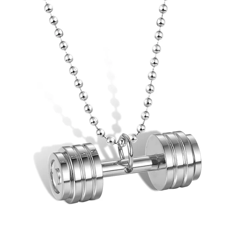 Stainless Steel Pendant Necklace Bodybuilding Gym Barbell Jewelry Gifts LXH | Украшения и аксессуары