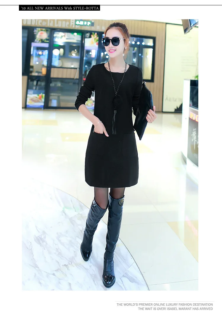 Qiu dong female false two large size in long style with fleece and thick sweater dress
Qiu dong female false two large size in long style with fleece and thick sweater dress