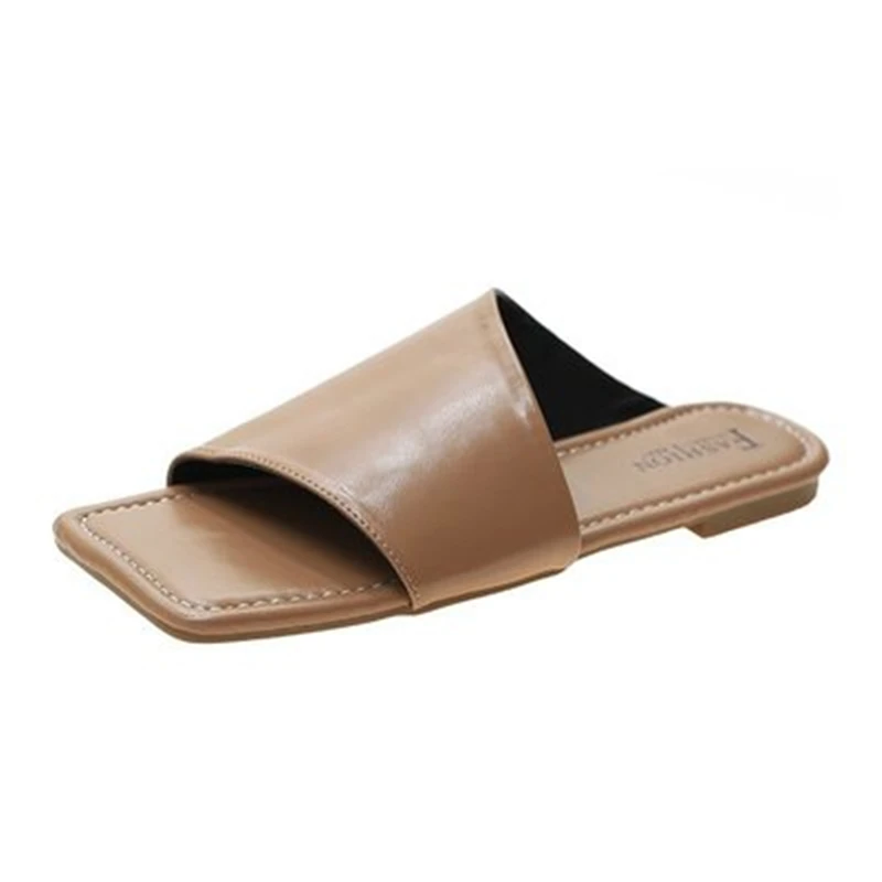 2021 summer new ladies fashion simple square head flat slippers Roman style non-slip slippers beach shoes 
2021 summer new ladies fashion simple square head flat slippers Roman style non-slip slippers beach shoes