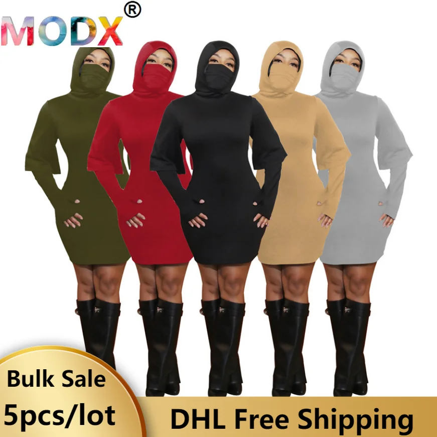 Women Hooded Mini Dress Casaul Bodycon Full Sleeve Turtleneck Wrap Dress Solid Female Fall Clothes Stretchy Long Hoodies 6794
Women Hooded Mini Dress Casaul Bodycon Full Sleeve Turtleneck Wrap Dress Solid Female Fall Clothes Stretchy Long Hoodies 6794