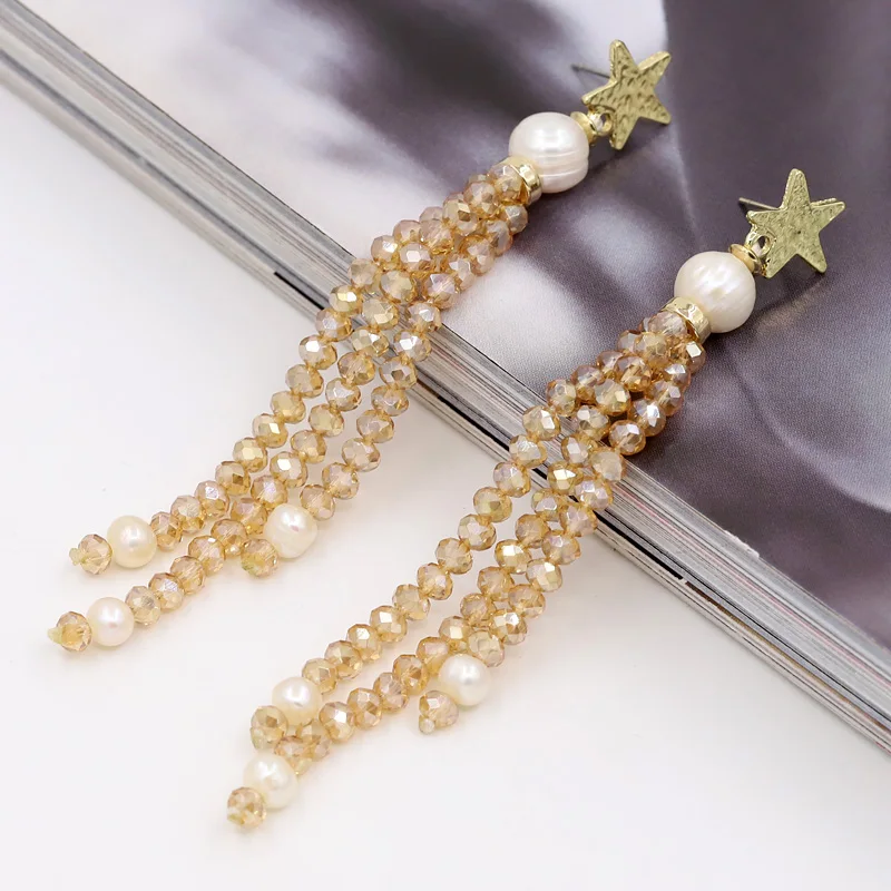 Earrings for Women 2021 Trend Jewelry Natural Pearl Crystal Tassel Pendant Long Earrings Couple Gift Accesories for Female Girls
Earrings for Women 2021 Trend Jewelry Natural Pearl Crystal Tassel Pendant Long Earrings Couple Gift Accesories for Female Girls