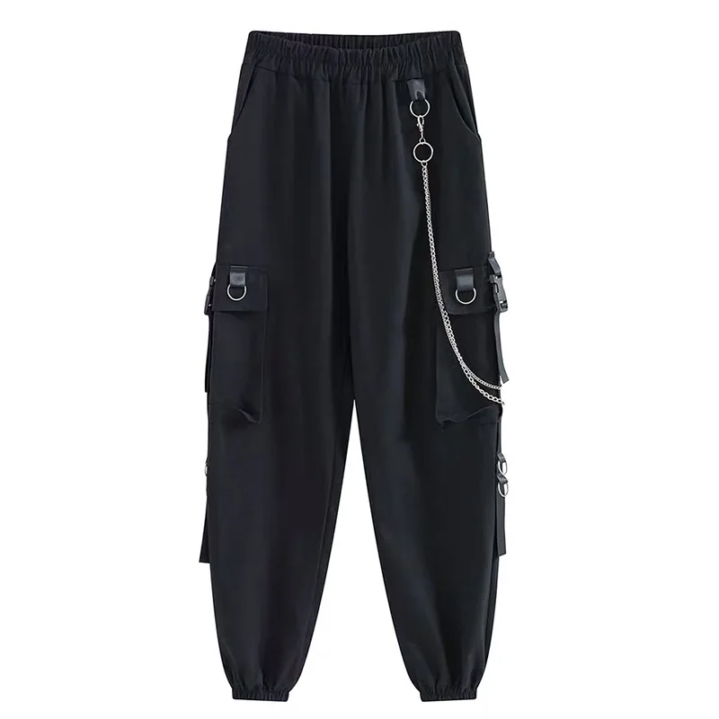 Women Cargo Pants 2021 Harem Pants Fashion Punk Pockets Jogger Trousers With Chain Harajuku Elastics High Waist Streetwear
Women Cargo Pants 2021 Harem Pants Fashion Punk Pockets Jogger Trousers With Chain Harajuku Elastics High Waist Streetwear