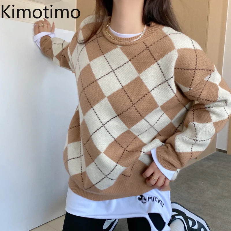 Свитер Kimotimo с узором ромбиками Женский, осенне-зимний контрастный пуловер с круглым вырезом в Корейском стиле, винтажные модные вязаные сви...
Свитер Kimotimo с узором ромбиками Женский, осенне-зимний контрастный пуловер с круглым вырезом в Корейском стиле, винтажные модные вязаные сви...