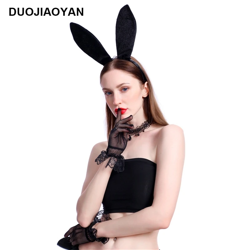 DUOJIAOYAN sexy party costume 3PCS accessories adult flirting sexy lace necklace black gloves rabbit headband accessories
DUOJIAOYAN sexy party costume 3PCS accessories adult flirting sexy lace necklace black gloves rabbit headband accessories