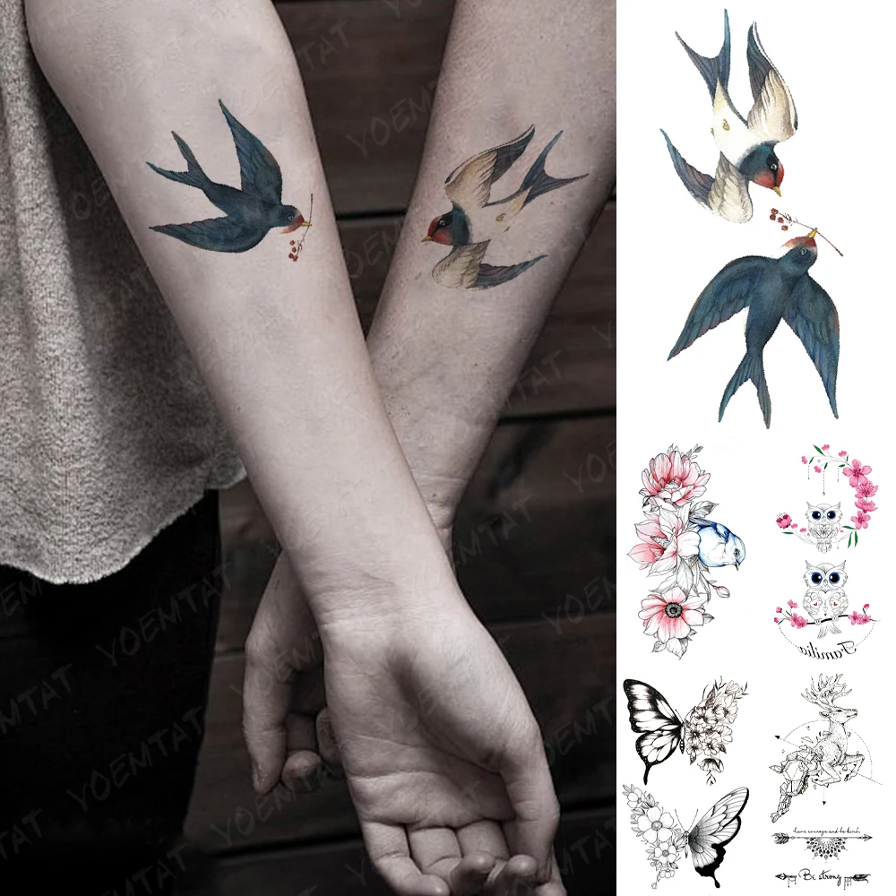 Waterproof Temporary Tattoo Sticker Swallow Butterfly Deer Rose Kid Water Transfer Fake Tatto Flash Semi-Permanent Tatoo Women
Waterproof Temporary Tattoo Sticker Swallow Butterfly Deer Rose Kid Water Transfer Fake Tatto Flash Semi-Permanent Tatoo Women