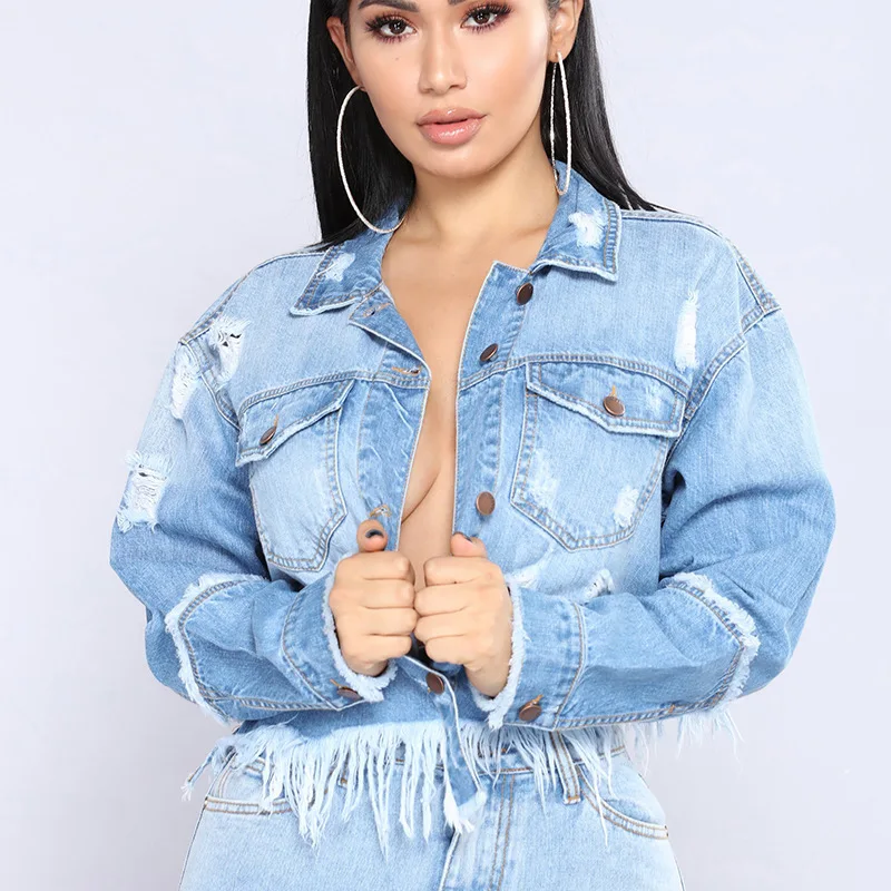 2019 New Spring Women Bomber Denim Jacket Plus Size Loose Cropped Short Jeans Coat Long-Sleeve Frayed Tassel Blue Cowboy Jackets
2019 New Spring Women Bomber Denim Jacket Plus Size Loose Cropped Short Jeans Coat Long-Sleeve Frayed Tassel Blue Cowboy Jackets