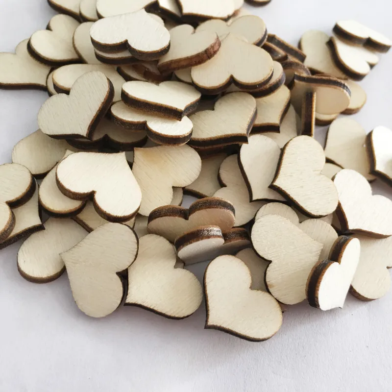 

50PCS 17MM Wooden Love Heart Shape Slices Blank Name Tags Unfinished Wood Cutout Labels Art Craft for Wedding Party