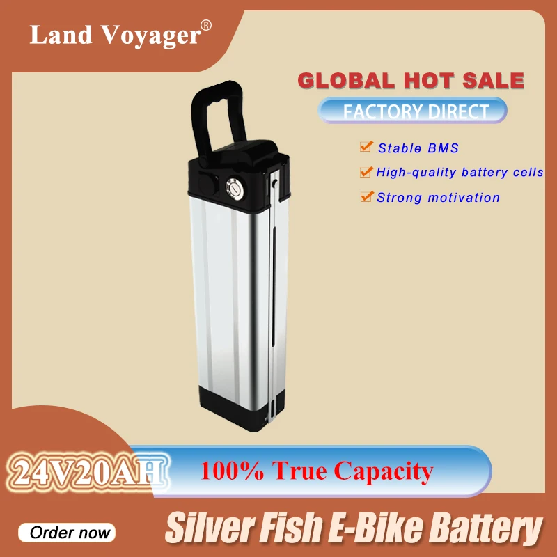 Аккумулятор для электрического велосипеда Land Voyager 24 в 20 Ач silver fish 24 В 1000 Вт с литиевой батареей 24 В 18650 7S6P 20A BMS
Аккумулятор для электрического велосипеда Land Voyager 24 в 20 Ач silver fish 24 В 1000 Вт с литиевой батареей 24 В 18650 7S6P 20A BMS