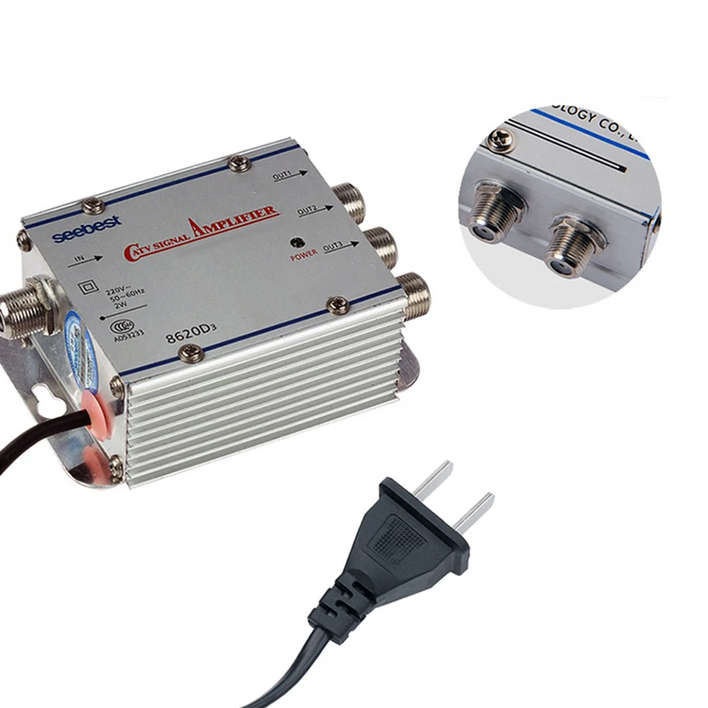 2 Way 1 in 3 out CATV Cable TV Antennas Signal Amplifier AMP Antenna Signal Booster Splitter Home TV Equipments 45Mhz to 860MHz
2 Way 1 in 3 out CATV Cable TV Antennas Signal Amplifier AMP Antenna Signal Booster Splitter Home TV Equipments 45Mhz to 860MHz
