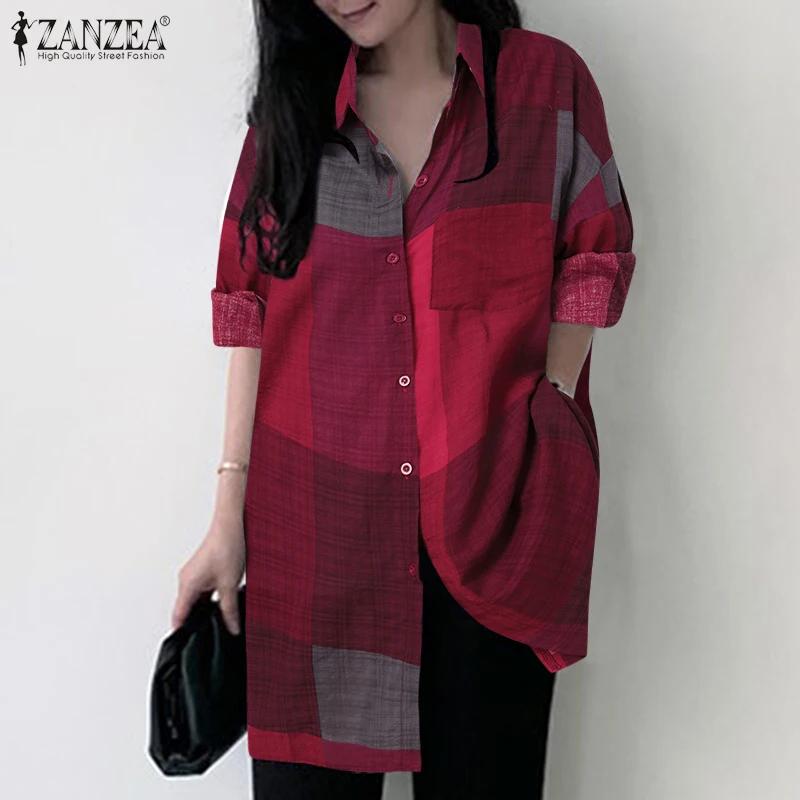 Vintage Plaid Checked Blouse Women Autumn Long Sleeve Shirt ZANZEA Casual Lapel Neck Buttons Loose Blusas Retro Tunic Tops Mujer
Vintage Plaid Checked Blouse Women Autumn Long Sleeve Shirt ZANZEA Casual Lapel Neck Buttons Loose Blusas Retro Tunic Tops Mujer