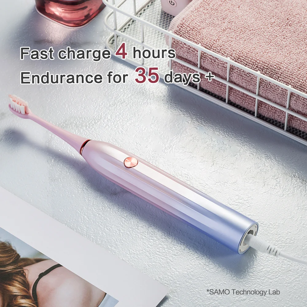 

Sonic Electric Toothbrush Adult Ultrasonic Tooth Brush With Facial Brush USB Fast Rechargeable IPX7 Waterproof 5 Modes Sarmocare