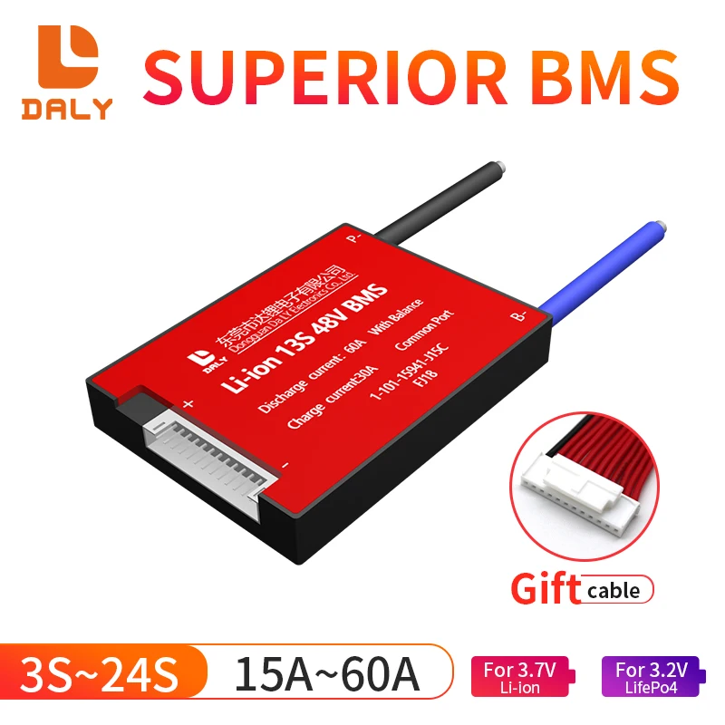 Daly BMS 10S 36V 3S to 24S Li-Ion LiFePo4 LTO 15A 20A 30A 40A 50A 60A с балансиром используемым для Stree