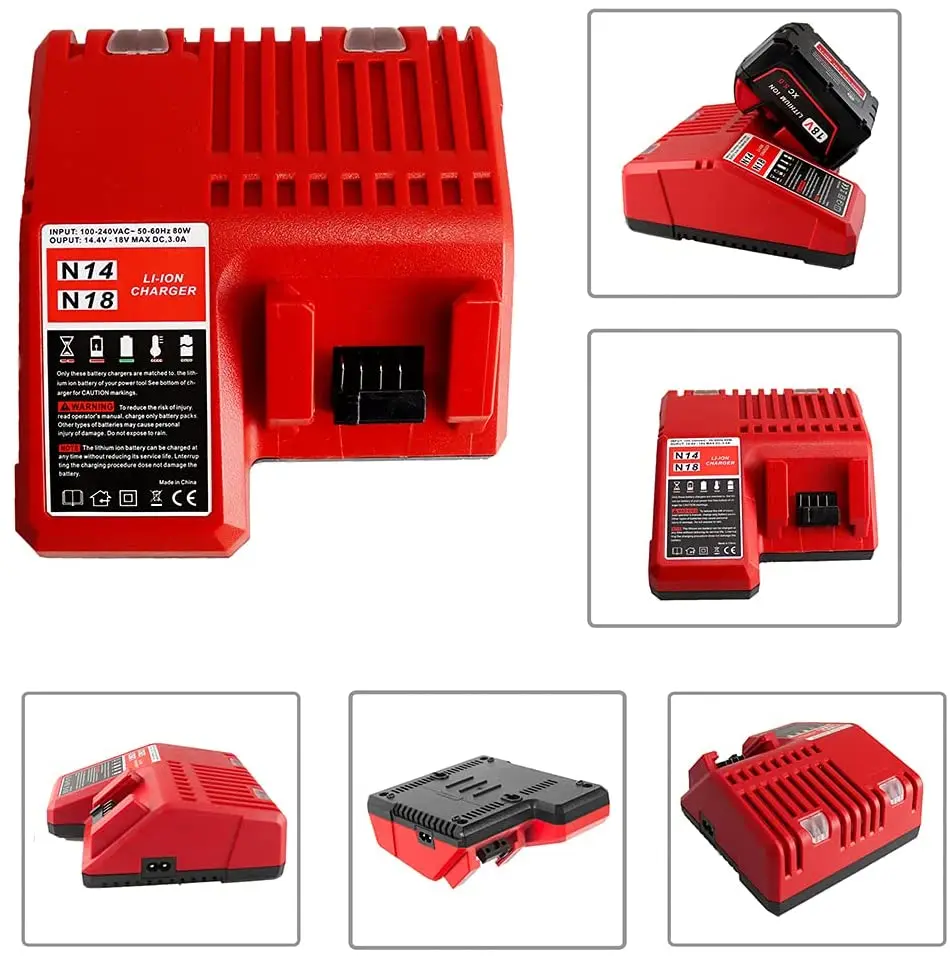Multi-Voltage Battery Charger for Milwaukee M18 14.4V 18V Li-ion Battery 48-11-1815 48-11-1820 48-11-1840 48-11-1850 48-11-1828
Multi-Voltage Battery Charger for Milwaukee M18 14.4V 18V Li-ion Battery 48-11-1815 48-11-1820 48-11-1840 48-11-1850 48-11-1828