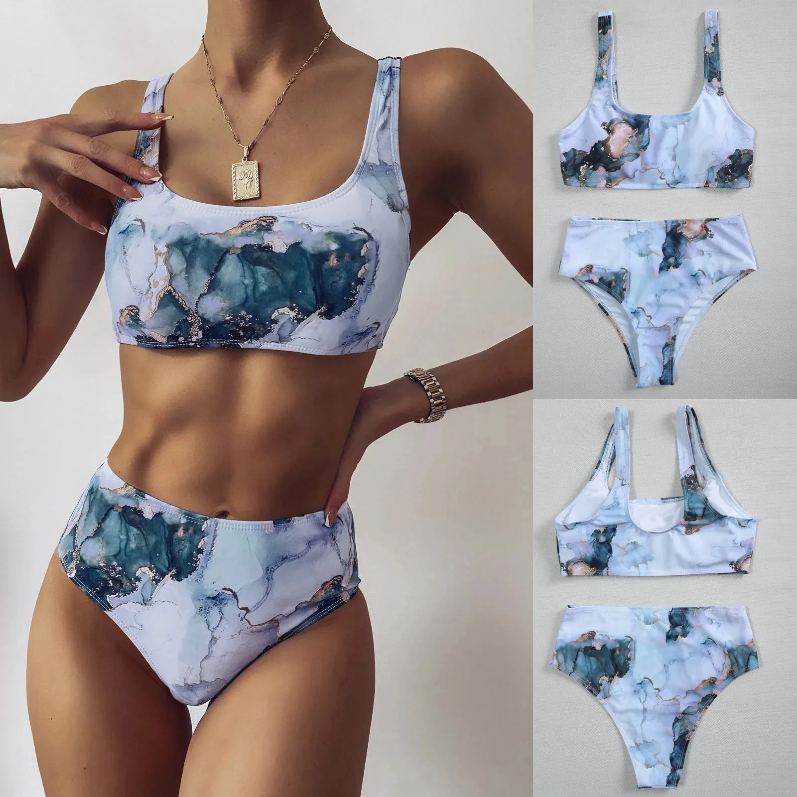 2021 New Printed Sport Bandeau Push up Bikinis Sexy Marble Women Swimsuit High Waist Swimwear Women bathing suit Beach wear
2021 New Printed Sport Bandeau Push up Bikinis Sexy Marble Women Swimsuit High Waist Swimwear Women bathing suit Beach wear