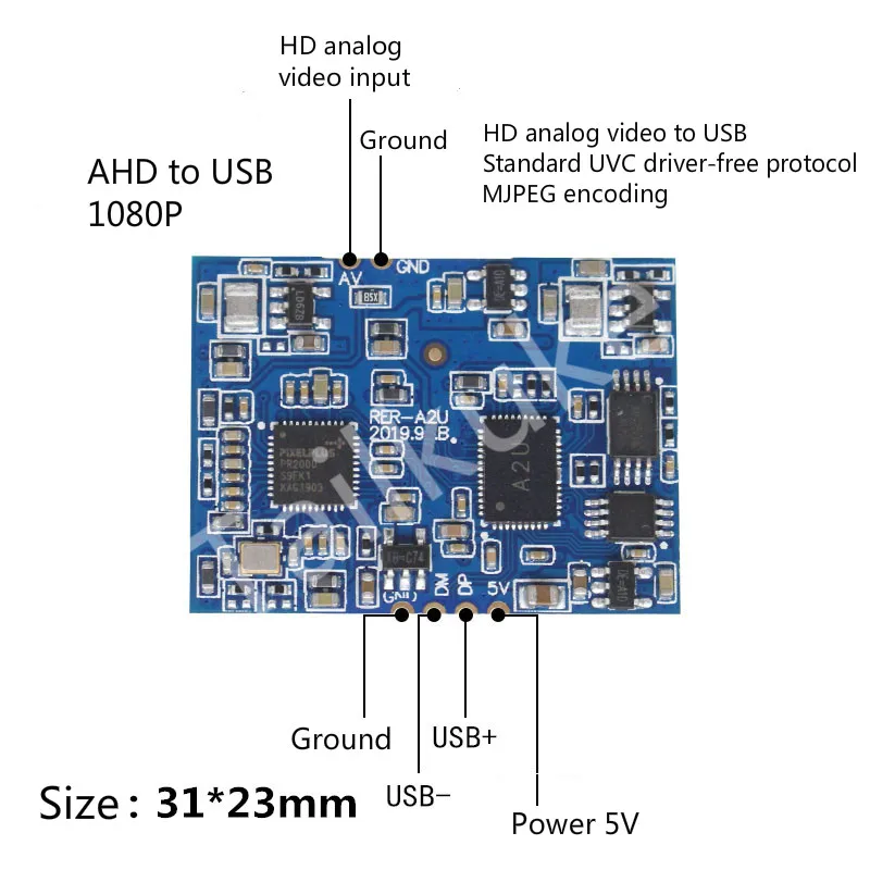 AHD to USB Module HD Analog Video Input Conversion USB Camera UVC Drive-free Stamp Hole 1080P
AHD to USB Module HD Analog Video Input Conversion USB Camera UVC Drive-free Stamp Hole 1080P