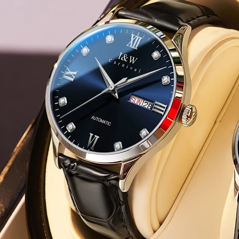 CARNIVAL Luxury Brand I&W Fashion Automatic Mechanical Watch Men Watches Sapphire Calendar Waterproof Wristwatches Montre Homme
CARNIVAL Luxury Brand I&W Fashion Automatic Mechanical Watch Men Watches Sapphire Calendar Waterproof Wristwatches Montre Homme