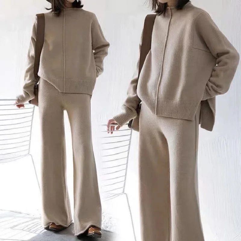 2020 Autumn Winter Women Sets Two Pieces Sweaters And wide Leg Pants Knitwear Female Suits Fashion Koren Style causal sets
2020 Autumn Winter Women Sets Two Pieces Sweaters And wide Leg Pants Knitwear Female Suits Fashion Koren Style causal sets