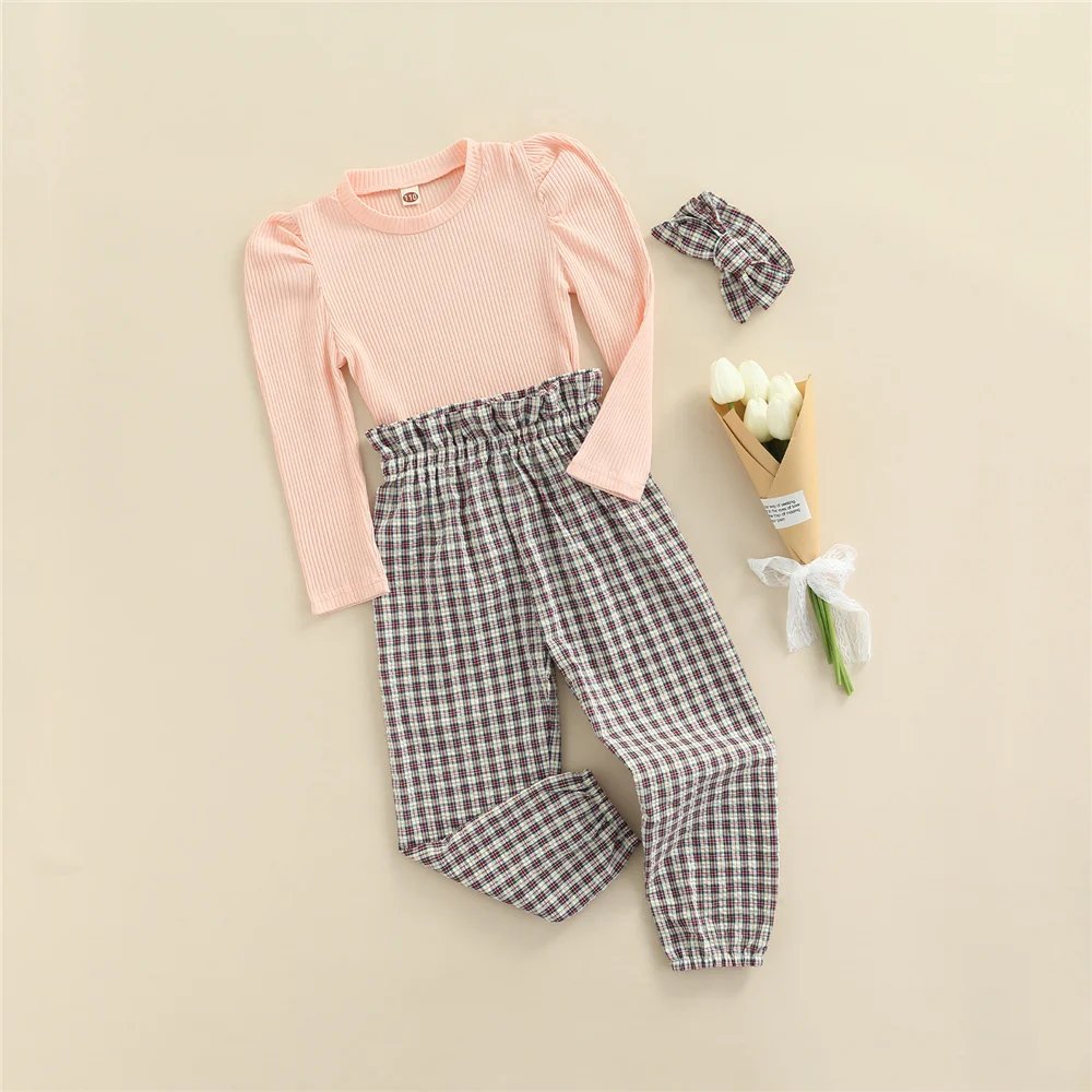 Autumn Baby Girl Kids Knitted Ribbed Puff Long Sleeve Pink Pullover Sweater Top Plaid Printed Elastic Pants 2Pcs Children's Sets
Autumn Baby Girl Kids Knitted Ribbed Puff Long Sleeve Pink Pullover Sweater Top Plaid Printed Elastic Pants 2Pcs Children's Sets