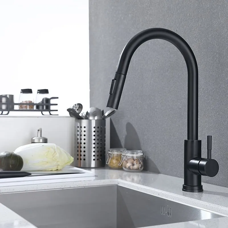 Matte Black Sensor Kitchen faucet Hot and cold rotating spring kitchen household faucet Smart Induction Mixed Tap
Matte Black Sensor Kitchen faucet Hot and cold rotating spring kitchen household faucet Smart Induction Mixed Tap