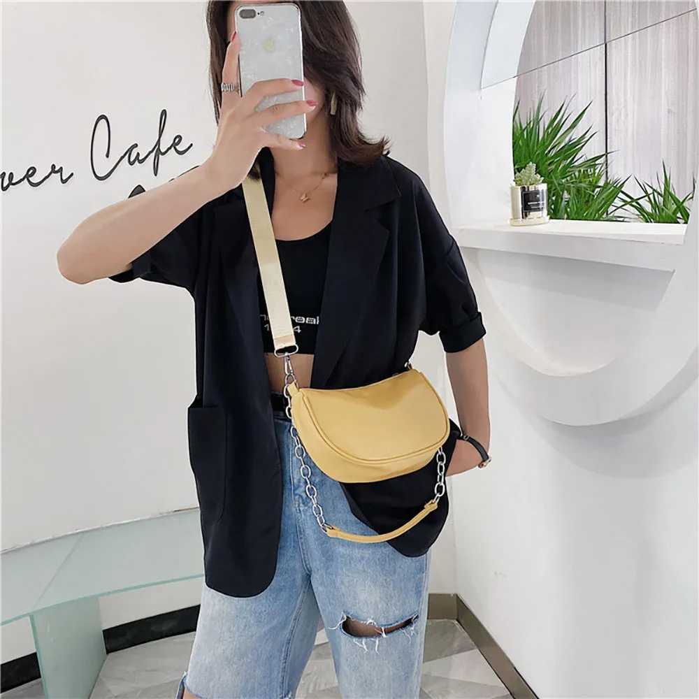 Women Casual Metal Chain Bag Zipper Fashion Pure Color Female Underarm bag Nylon Strap Shoulder Bag
Women Casual Metal Chain Bag Zipper Fashion Pure Color Female Underarm bag Nylon Strap Shoulder Bag