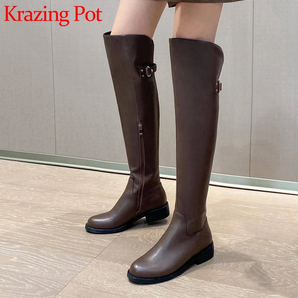 Krazing Pot cow split leather winter British school round toe metal fasteners med heels causal design over-the-knee boots l7f2
Krazing Pot cow split leather winter British school round toe metal fasteners med heels causal design over-the-knee boots l7f2