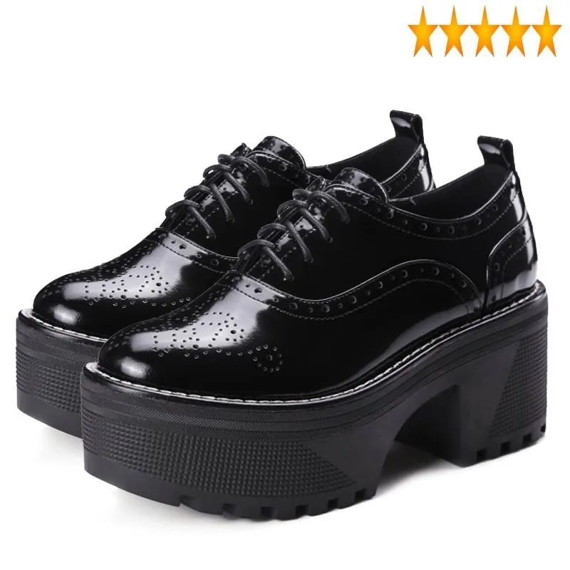 Tip Wing Punk Carved Womens Brogue For British Ladies Lace Up Patent Leather Gothic High Plaform Shoes
Tip Wing Punk Carved Womens Brogue For British Ladies Lace Up Patent Leather Gothic High Plaform Shoes