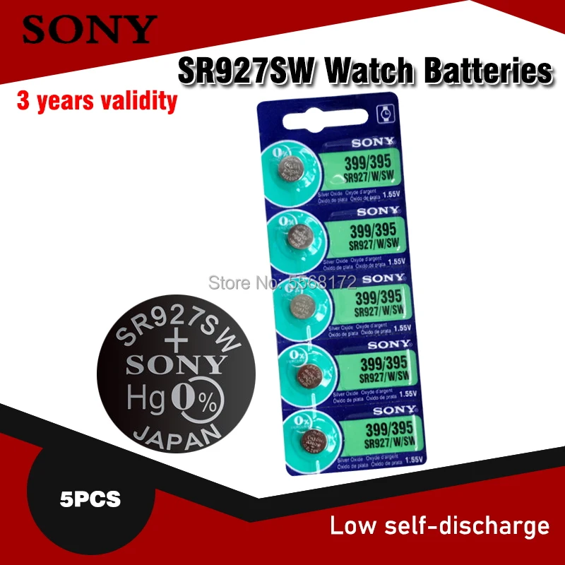 5pcs 100% Original SONY 395 SR927SW 399 SR927W AG7 LR927 1.55V Silver Oxide Button Coin Cell For Toy Watch Battery MADE IN JAPAN
5pcs 100% Original SONY 395 SR927SW 399 SR927W AG7 LR927 1.55V Silver Oxide Button Coin Cell For Toy Watch Battery MADE IN JAPAN