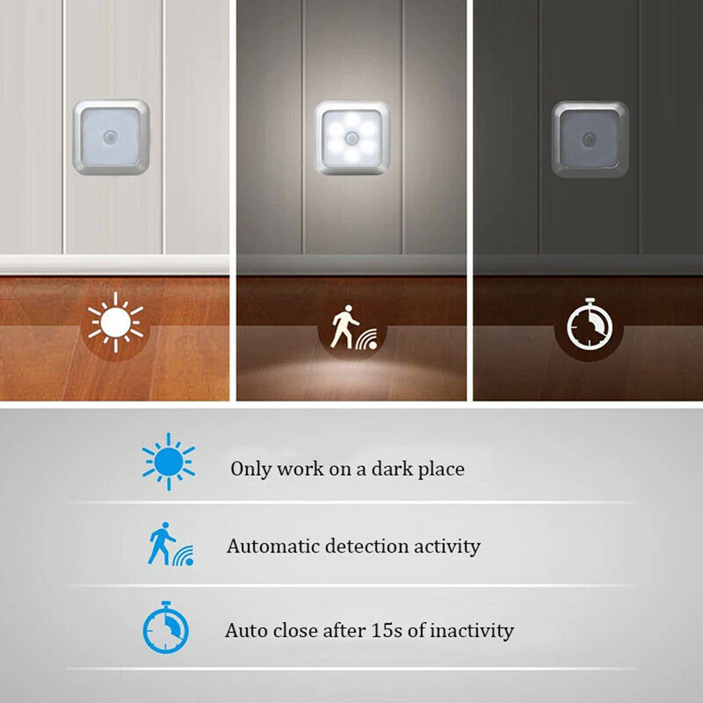 1PCS 6 LED Night Light Motion Sensor Wall Closet Cabinet Stair Wireless Lamp Wardrobe Cabinet Aisle Light Smart Home Sensor Lamp
1PCS 6 LED Night Light Motion Sensor Wall Closet Cabinet Stair Wireless Lamp Wardrobe Cabinet Aisle Light Smart Home Sensor Lamp