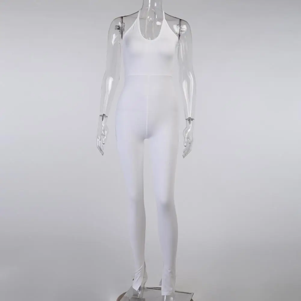 Sexy Women Sleeveless Solid Color Bodycon Bandage Halter Jumpsuit Split Romper
Sexy Women Sleeveless Solid Color Bodycon Bandage Halter Jumpsuit Split Romper